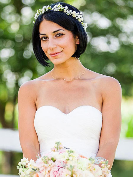 Short Bob Hair with Flower Headband