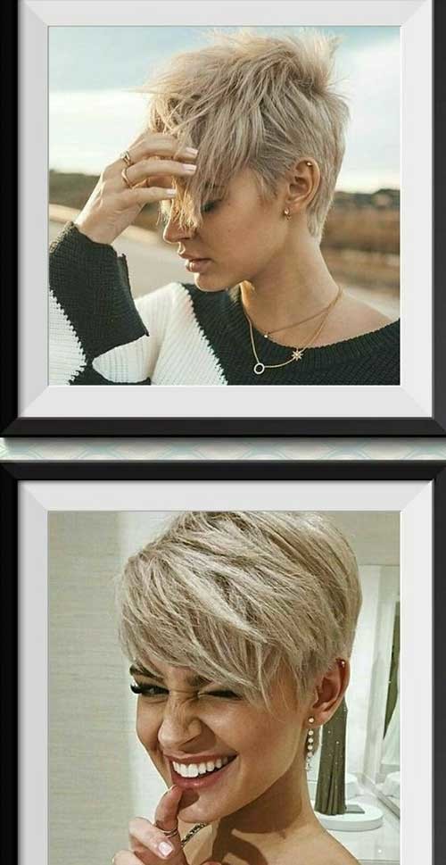 Cute Blonde Asymmetrical Pixie Cut