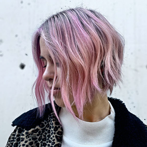 Pink Blonde A Line Bob