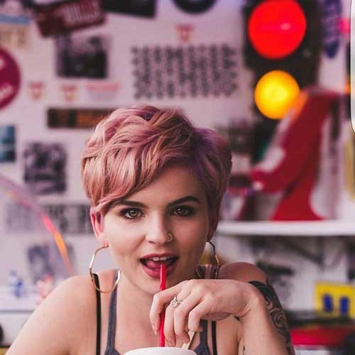 Pink Blonde Short Haircut