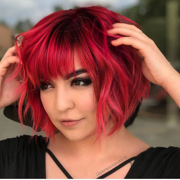 Red Bob with Bangs