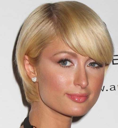 Short Blonde Straight Side Bang Haircut for Fine Hair