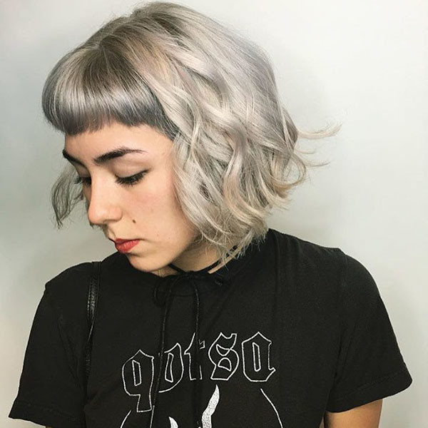 Wavy Bob and Straight Bangs