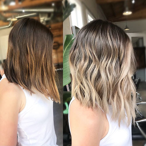 24 brown and blonde balayage short hair