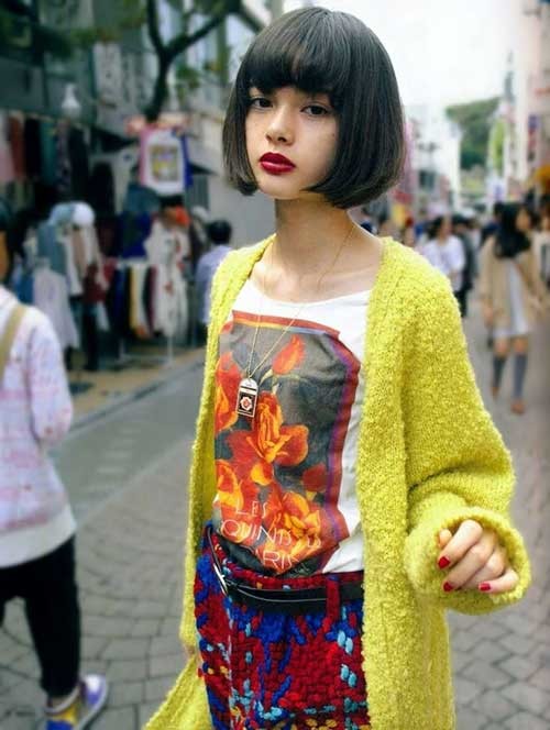 Blunt Bob Haircut with Thick Bangs