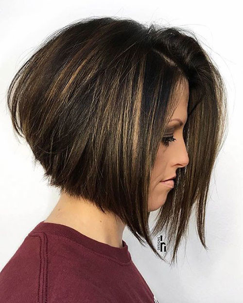 Dark Long Bob with Blonde Lights