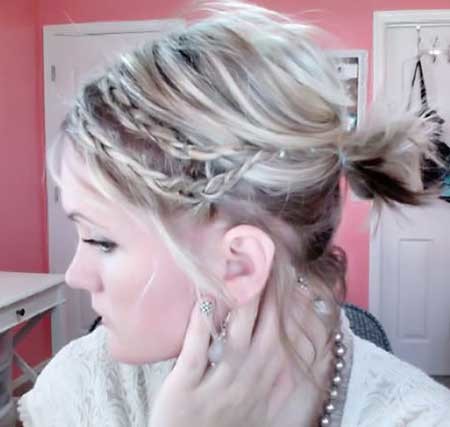Double Side Braids with Messy Bun Hairdo