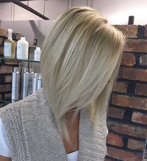 Long Bob Platinum Blonde Haircut