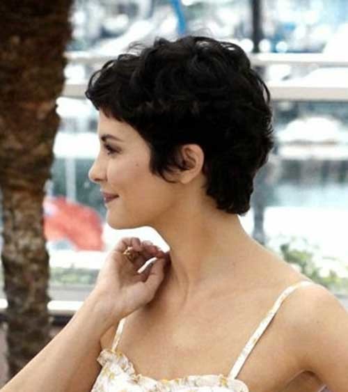 Lovely Short Pixie Dark Hair Side View Look