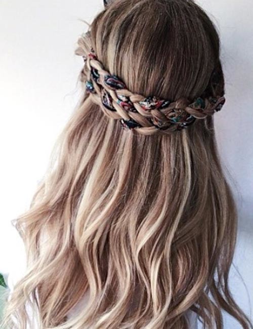 Scarfed Crown Braid