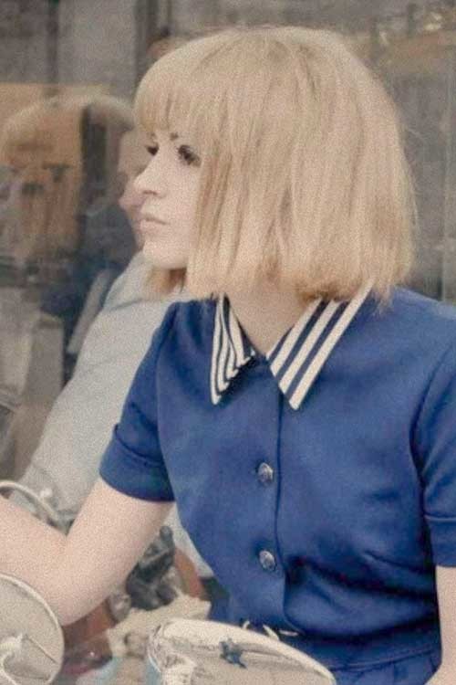 Short Blonde Straight Hair with Blunt Bangs