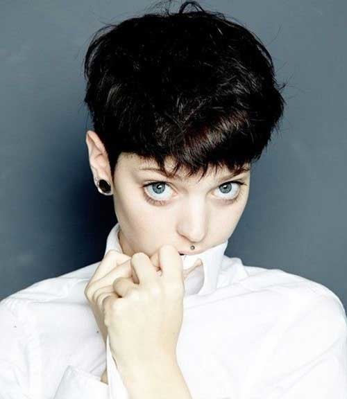 Short Cute Pixie Dark Wavy Hair
