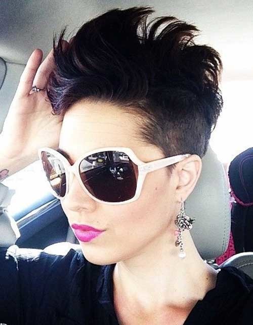 Short Dark Mohawk Haircut with Undercut