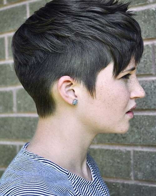 Short Hairstyle Dark Pixie Hair for Girls