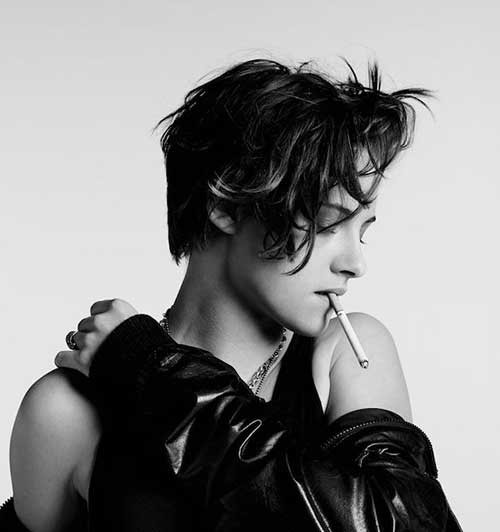 Short Messy Pixie Dark Hair for Girls Style