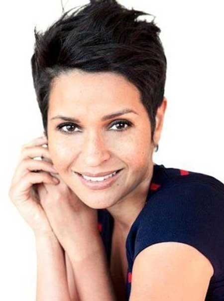 Short Pixie Hairdo with A Messy Spiky Top