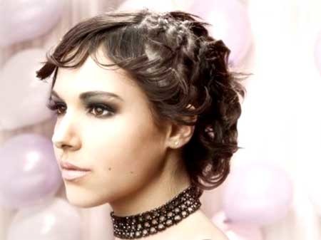 Side Braids with Curled Short Hair for Girls