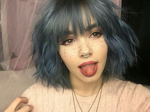 16 dark blue short hair