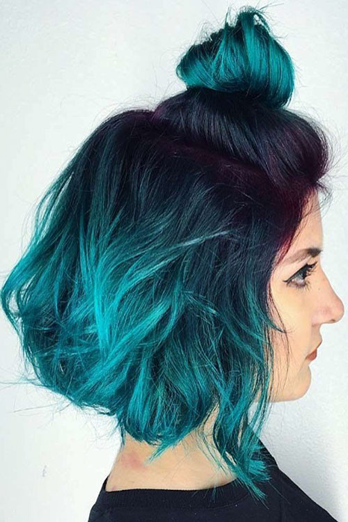 19 blue ombre short hair