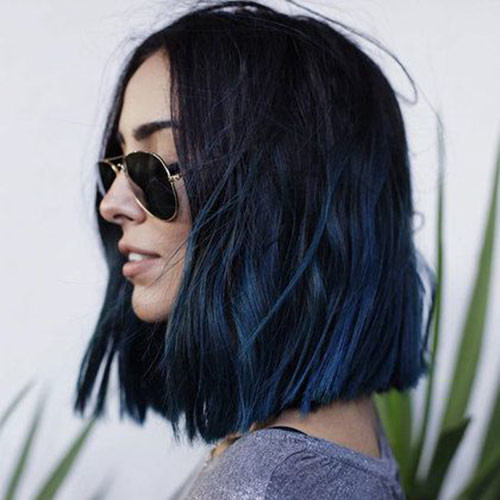 20 blue black short hair