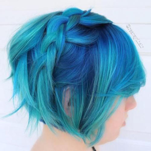 23 blue and green short hair