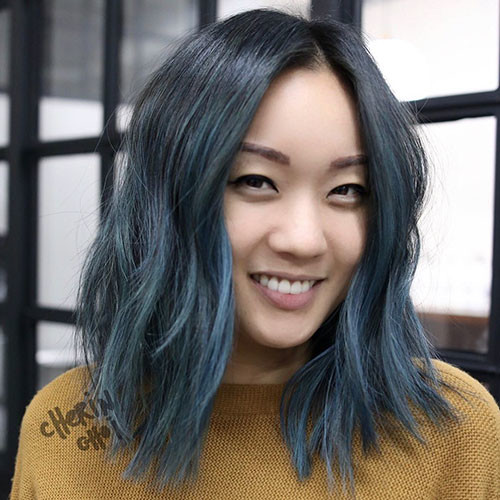28 blue ombre short hair