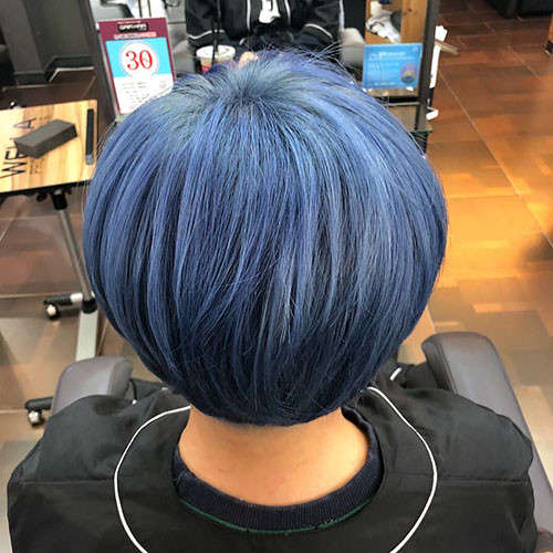 38 black and blue short hair