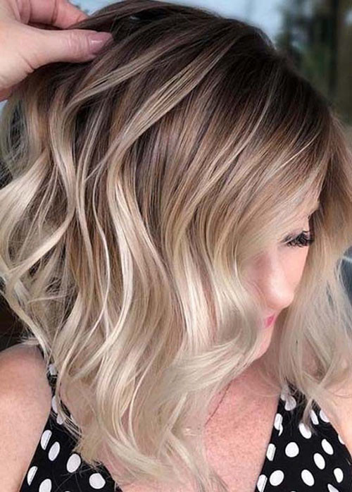 44 brown and blonde balayage short hair