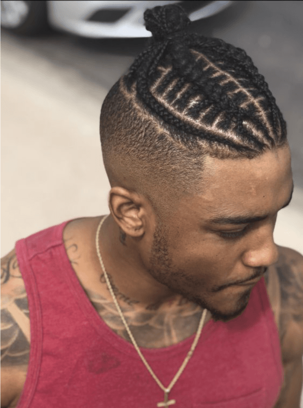 Bald Fade with Braids on Top