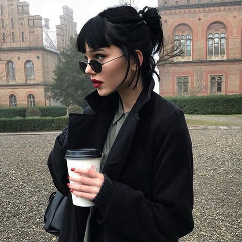 Black Bob Updo with Bangs