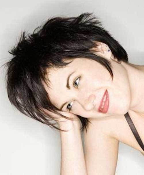 Brunette Messy Long Pixie Haircut for Girls