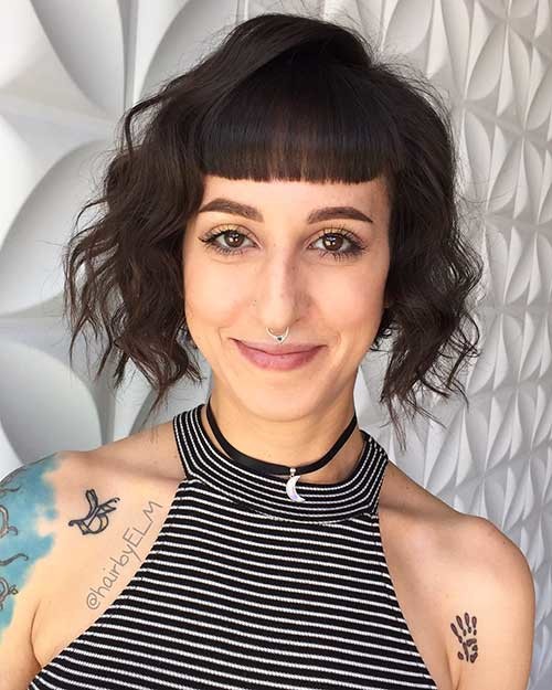 Curly Bob and Short Bangs