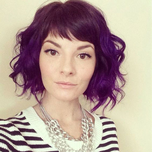 Curly Bob with Straight Bangs