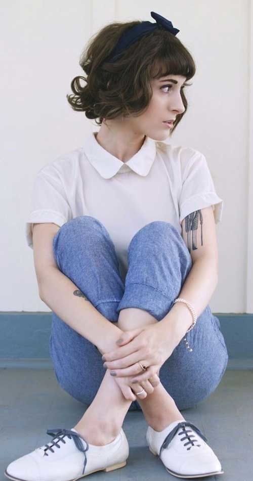 Cute Curly Short Hair with Headband