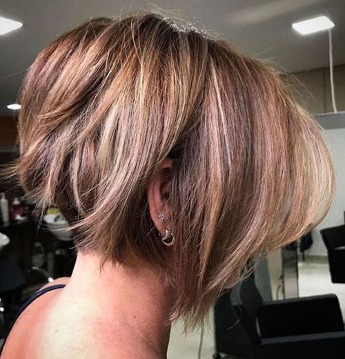 Cute Dark Brown Bob with Blonde Lights