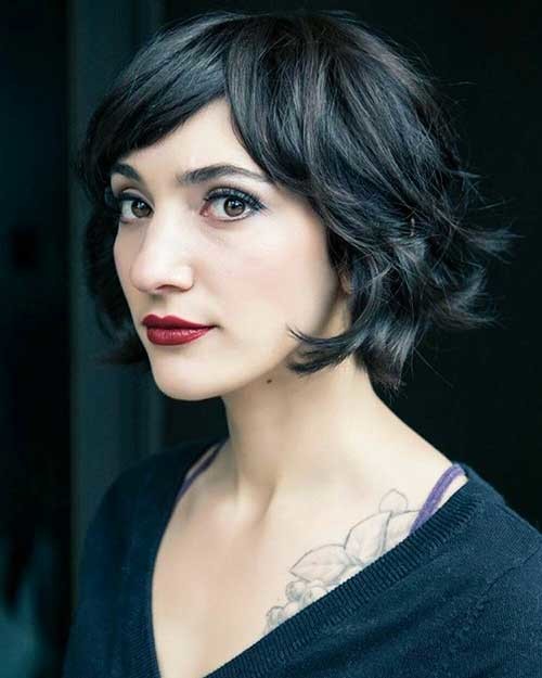 Dark Short Bob with Bangs
