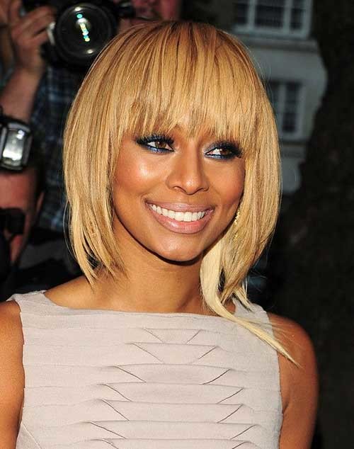Keri Hilson Blonde Bob Hair with Choppy Bangs