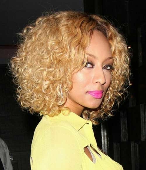Keri Hilson Blonde Natural Curly Bob Hairstyle