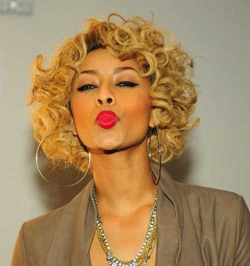 Keri Hilson Blonde Short Curly Thick Bob Hair