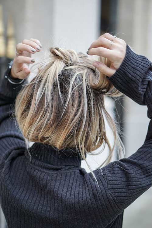 Messy Bun for Long Bob