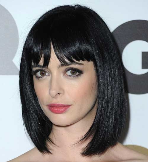 Nice Straight Dark Bob with Lovely Blunt Bangs