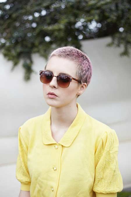 Nice Very Short Hairstyle with Cool Hues of Purple Black and Gray