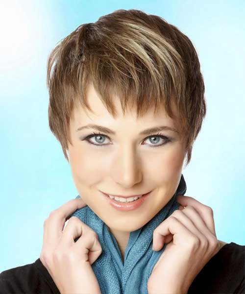Short Straight Layered Hair with Thin Bangs