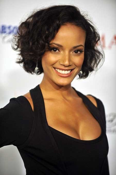 Short black curly hair