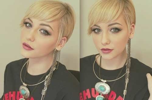 Straight Blonde Pixie Bangs Short Hair