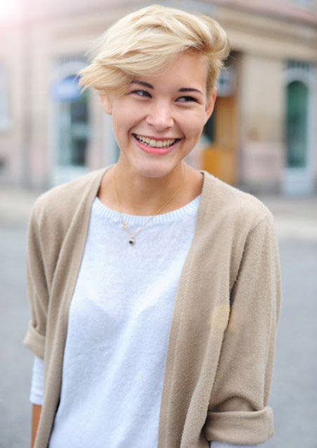 Lovely Pixie Cut with Wind swept Bangs