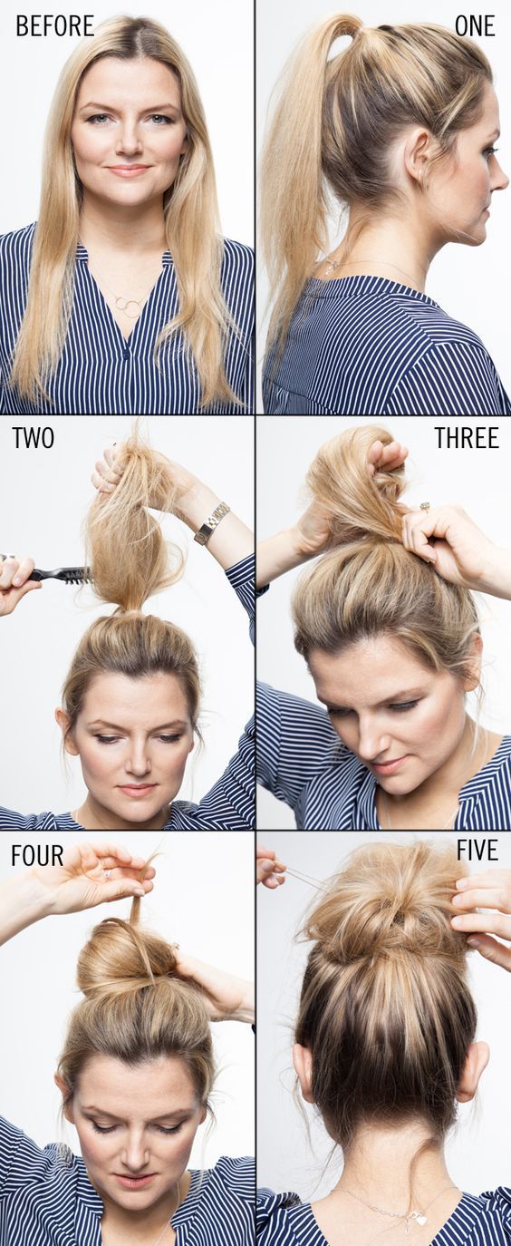 Blonde Hair Top Knot Look