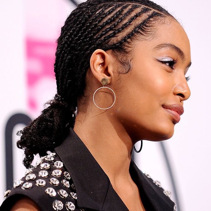 Cornrows Braided Curly Hairstyle