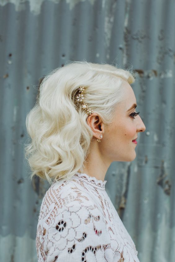 Curly Bob with Hair Clip