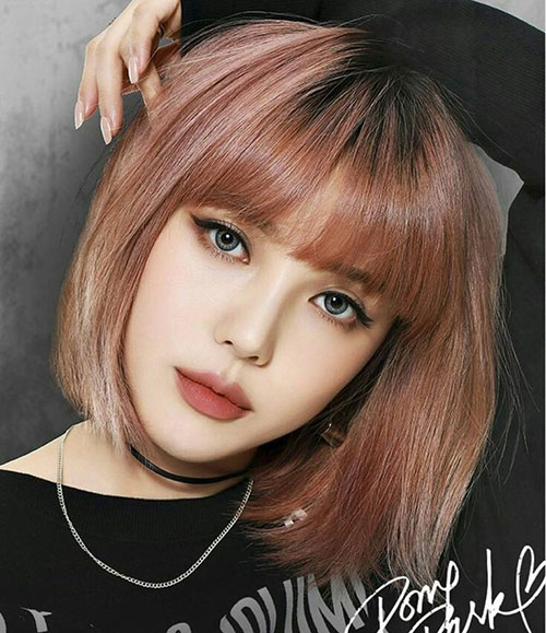 Full Bangs Lob Cut